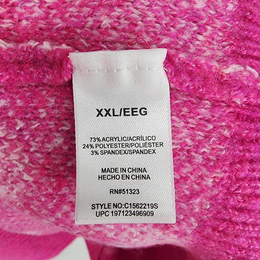 Vince Camuto Heart Print Pullover Sweater Womens XXL Pink Crew Neck Relaxed Fit - Picture 9 of 9